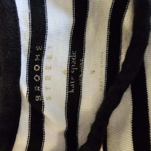 Kate Spade Black & White Striped Dress with Ruffle Sleeves - Picture 3 of 7